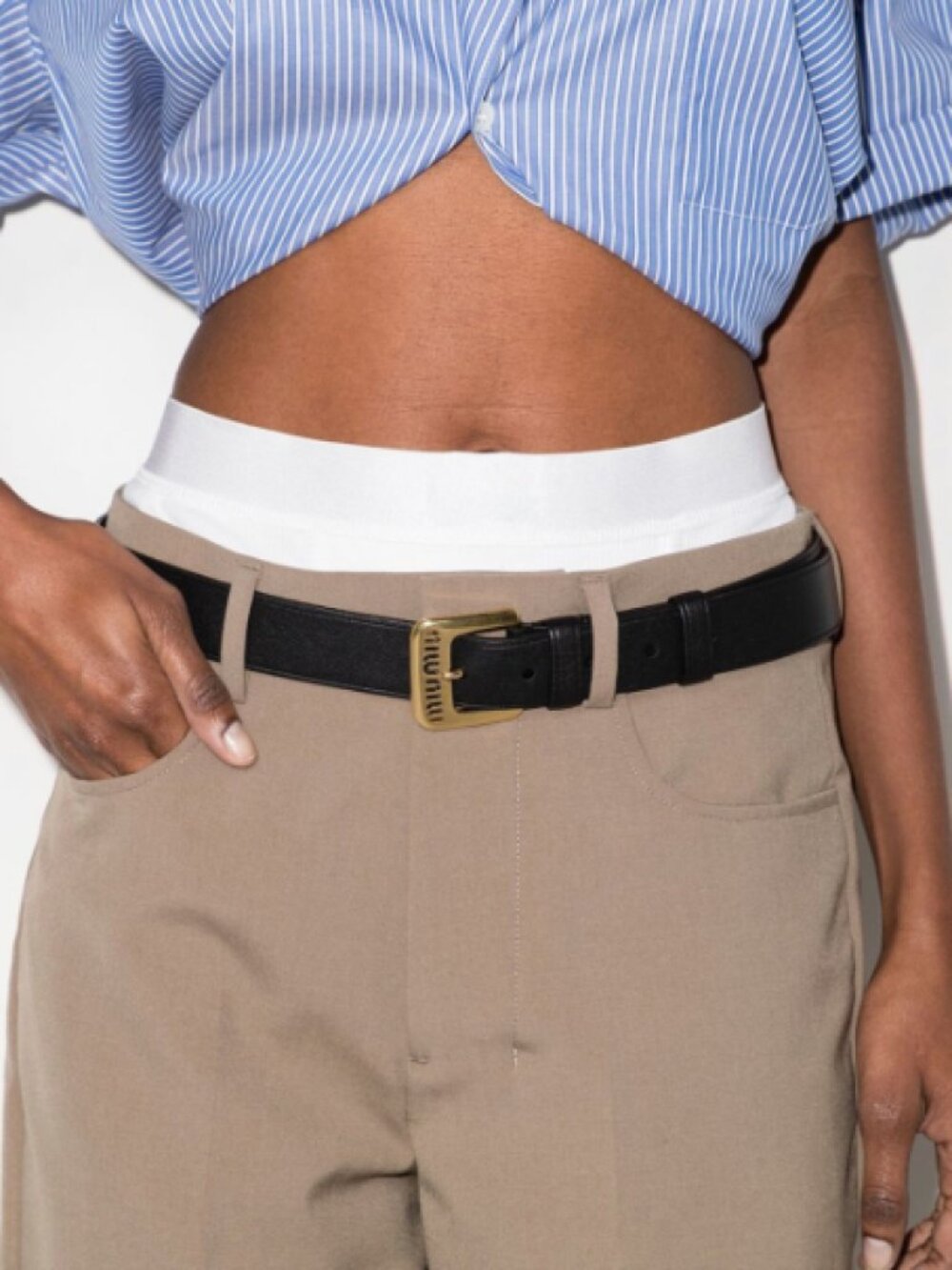 Miu Miu Logo-embellished Leather Belt